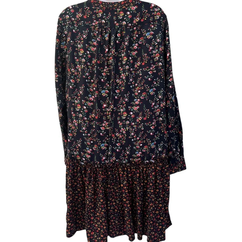 Anthropologie Maeve Marlie Button-Front Tunic Floral Long Sleeved Dress 8 - Picture 4 of 12